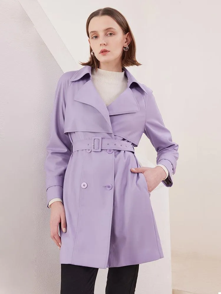 Worsted Woolen Mid-length Trench Coat