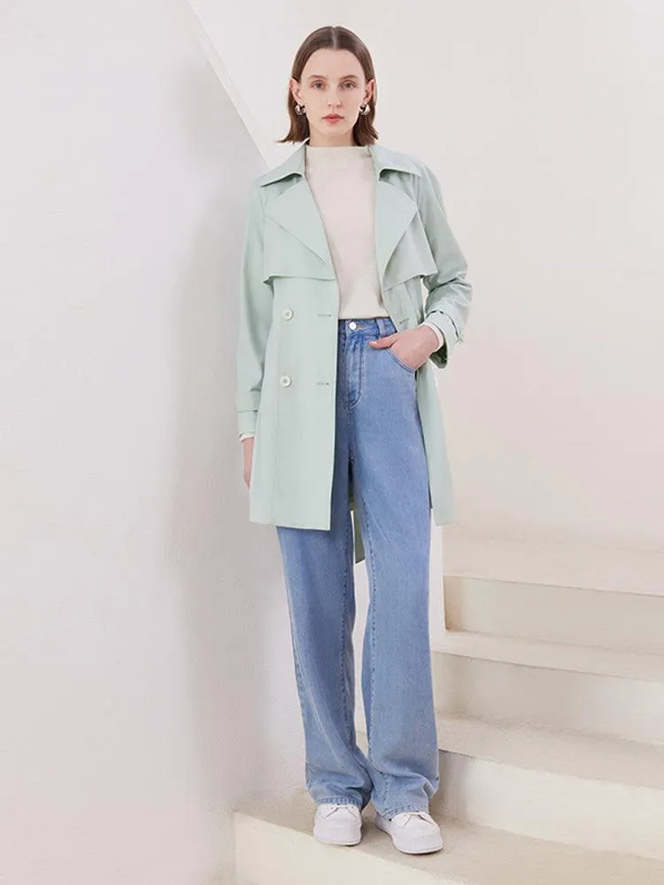 Worsted Woolen Mid-length Trench Coat