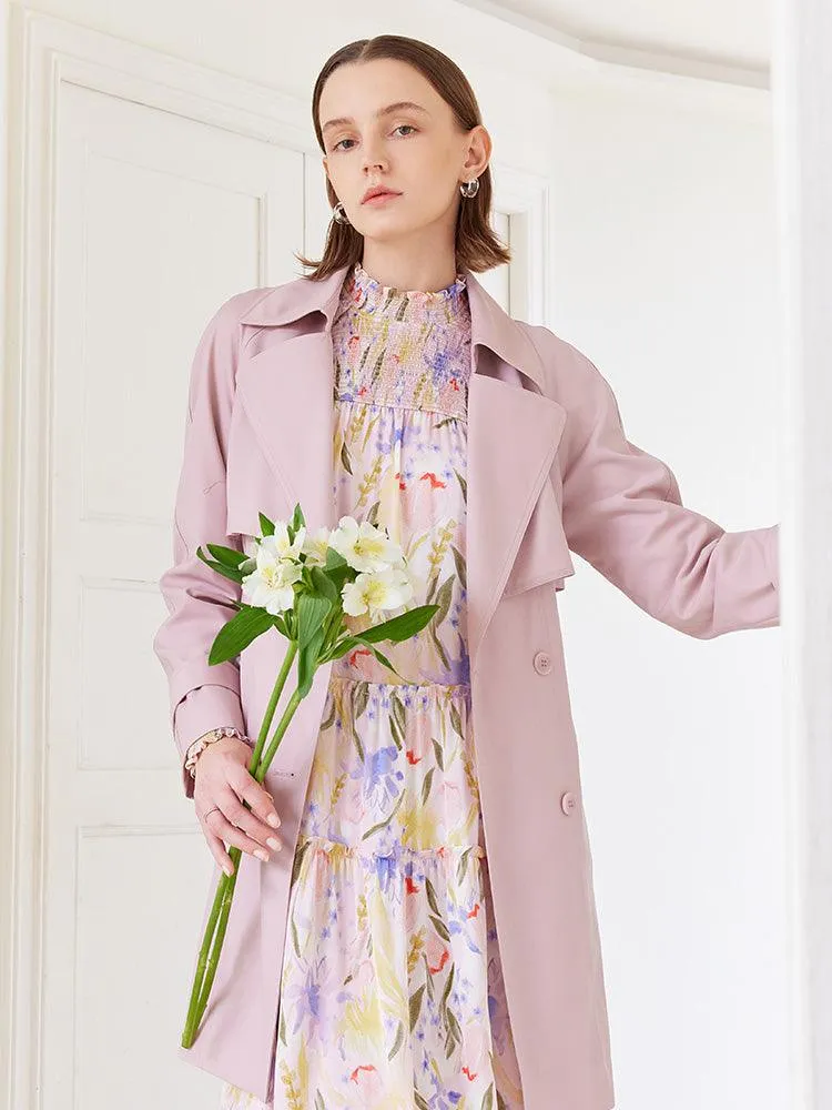 Worsted Woolen Mid-length Trench Coat