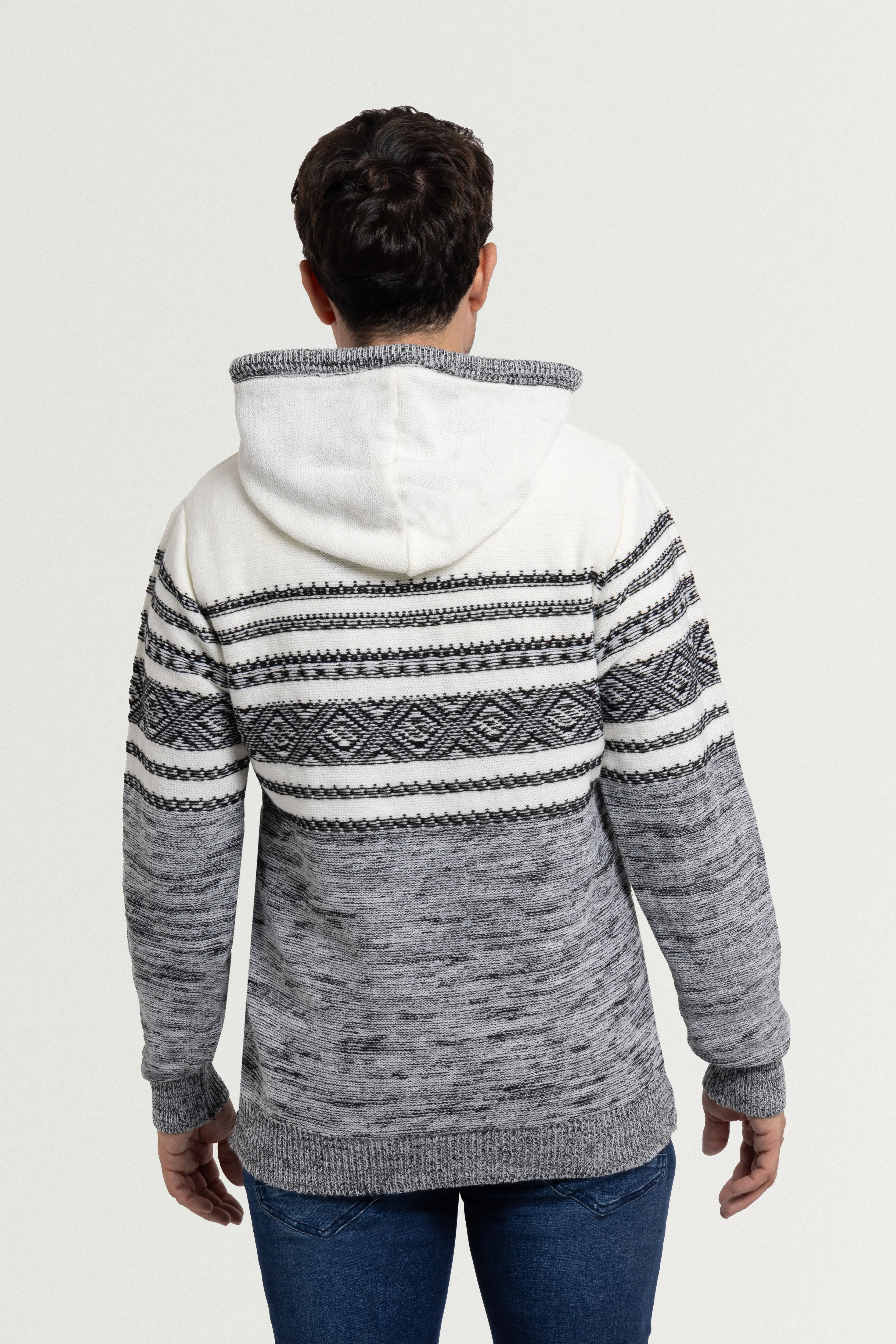 X RAY Men's Stripe Pattern Pullover Hooded Sweater